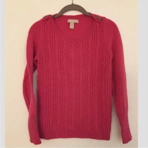 Pink Cable Knit Cashmere Crewneck Button Banana Republic Sweater [Small]